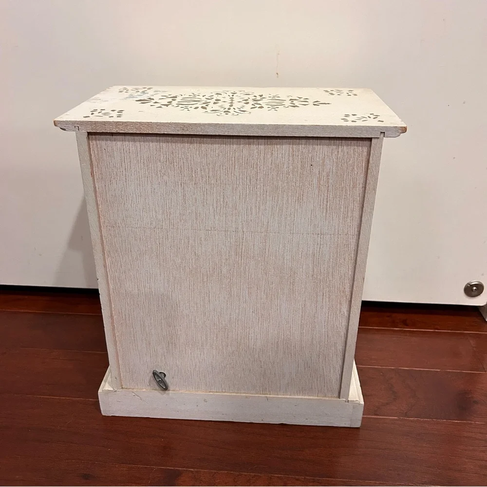 Vintage Jewelry Box French Provincial White Cabinet Music Box hand painted